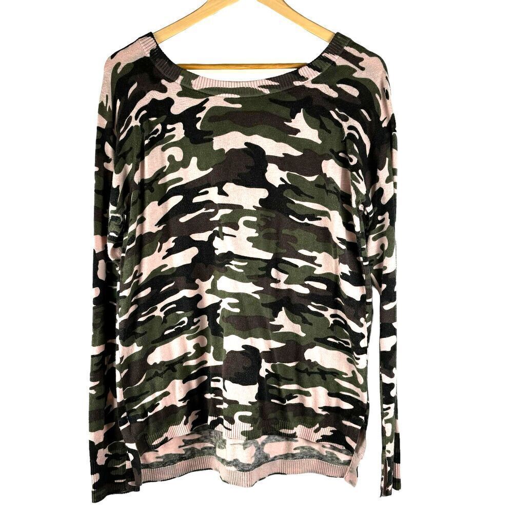 Sanctuary Trixie Lace Up Sweater Heritage Pink and Green Camo - Picture 2 of 7